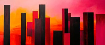 Silhouettes urbaines dans un jeu de couleurs sur Poster Art Shop