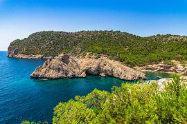 Coast view of beautiful bay beach Caló des Monjo on Mallorca by Alex Winter