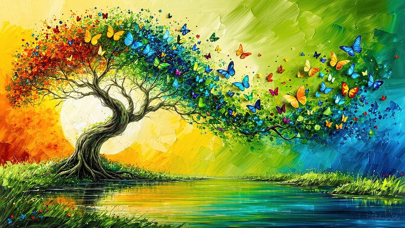 Tree of life - between light and shadow, blossom and decay: A colour-poetic journey through the cycle of nature by AidasignArt
