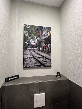 Trainstreet in het oude centrum van Hanoi