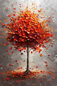 Abstrakter Herbstbaum in feurigen Farben