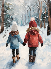 Siblings in the winter forest by Kim Karol / Ohkimiko