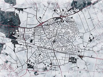 Kaart van Deurne in de stijl 'White Winter' van Maporia
