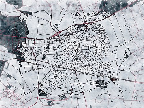 Kaart van Deurne in de stijl 'White Winter'