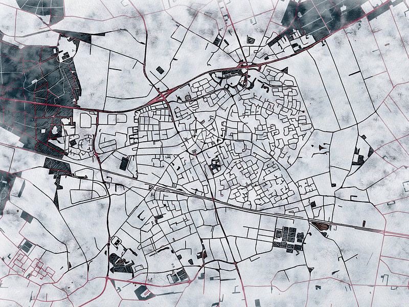 Map of Deurne with the style 'White Winter' by Maporia