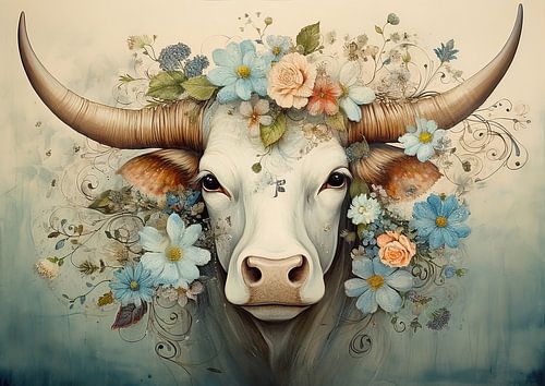 Painting Bull Flowers