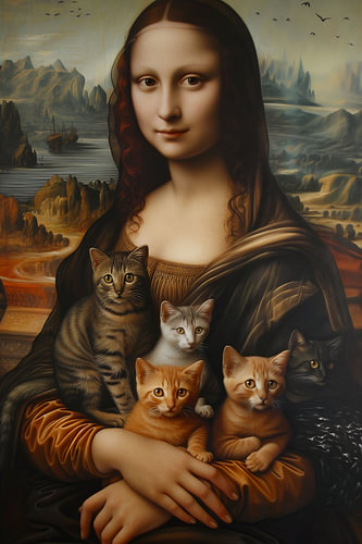Mona Lisa with Cats