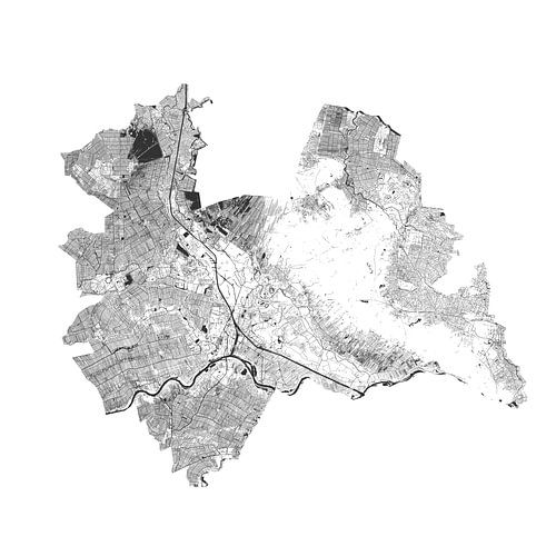 Waterkaart van Utrecht in Zwart-Wit