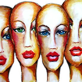 Women Without Hair with Red Lips by e-STER design