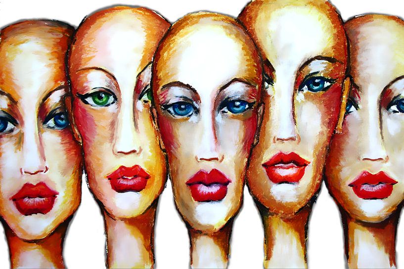 Vrouwen zonder Haar met Rode Lippen von e-STER design