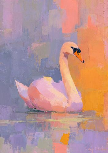 Roze zwaan in zacht licht