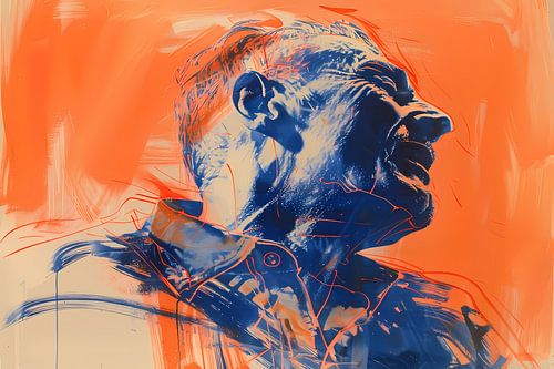 Abstract portret met dynamische kleuren