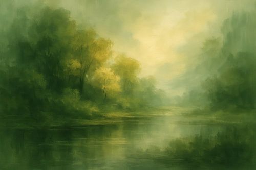 Rustig landschap met nevel