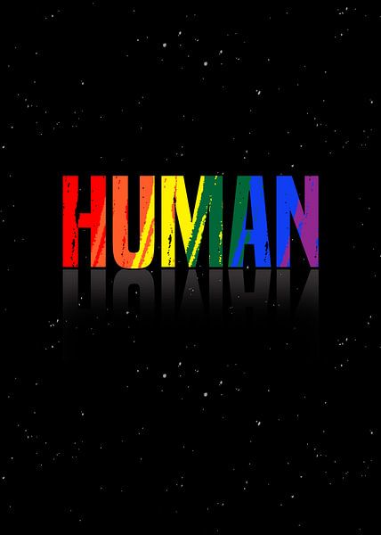 HUMAN – LGBTQ Flagge Regenbogen Solidarität Wanddeko von Millennial Prints