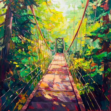Hängende Brücke Wald von Poster Art Shop