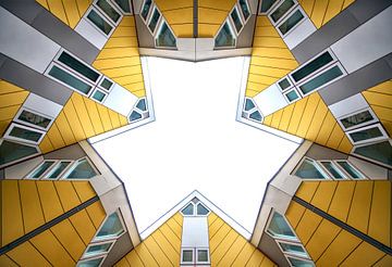 de kubuswoningen in Rotterdam van onderaf gezien. van Tilly Meijer