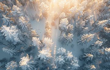 Magisch winterlandschap van bovenaf van fernlichtsicht