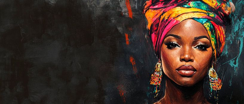 Coloured woman with headscarf and jewellery by Poster Art Shop