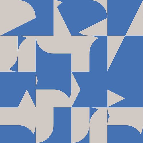 Abstracte kunst in blauw en wit nr. 2