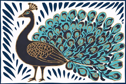 Stijlvolle pauw in luxe kleuren