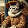 Portrait de chat de style Renaissance avec un livre sur Ellen Van Loon