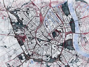 Karte von Neuss im stil 'White winter'