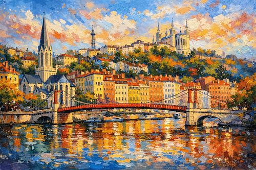 Lyon in Frankrijk, een impressionistisch schilderij.