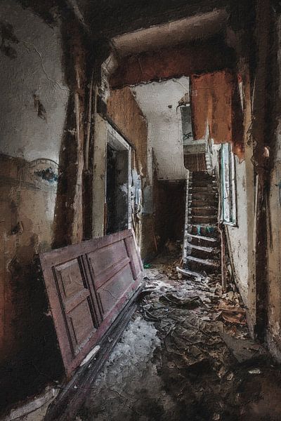 Le couloir d'une maison abandonnée par Digitale Schilderijen