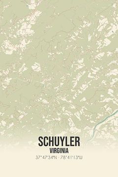 Vintage landkaart van Schuyler (Virginia), USA. van Rezona