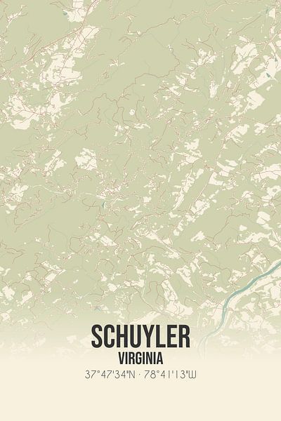 Vintage map of Schuyler (Virginia), USA. by Prints of Place