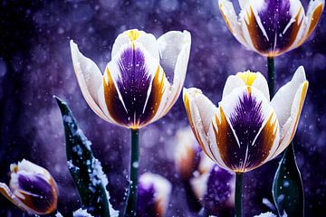 Krokussen in de lente met sneeuw Illustratie 04 van Animaflora PicsStock