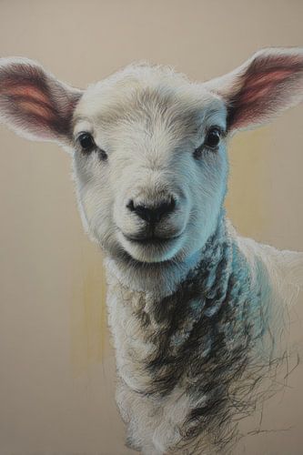 Lamb in Portrait Soft Gaze in Realistic Detail