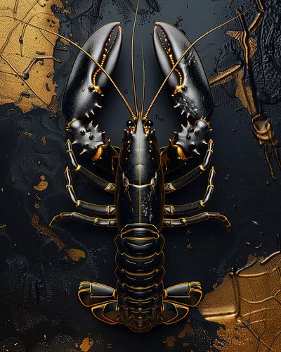 Zwarte kreeft met gouden details