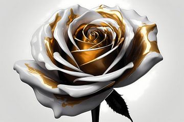 Golden Rose Elegance in Monochrome by De Muurdecoratie