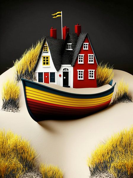 Dune landscape house boat sand grass sky hill by gm_designs