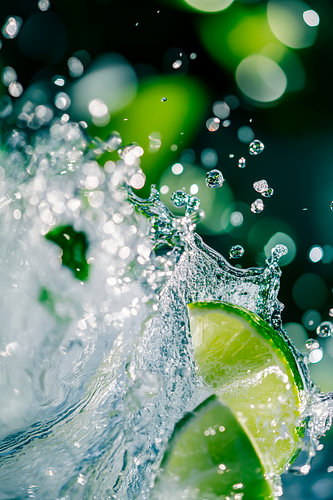 Spritzende Frische mit Limette und Wasser