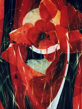 Rode papavers - abstracte van Christine Nöhmeier