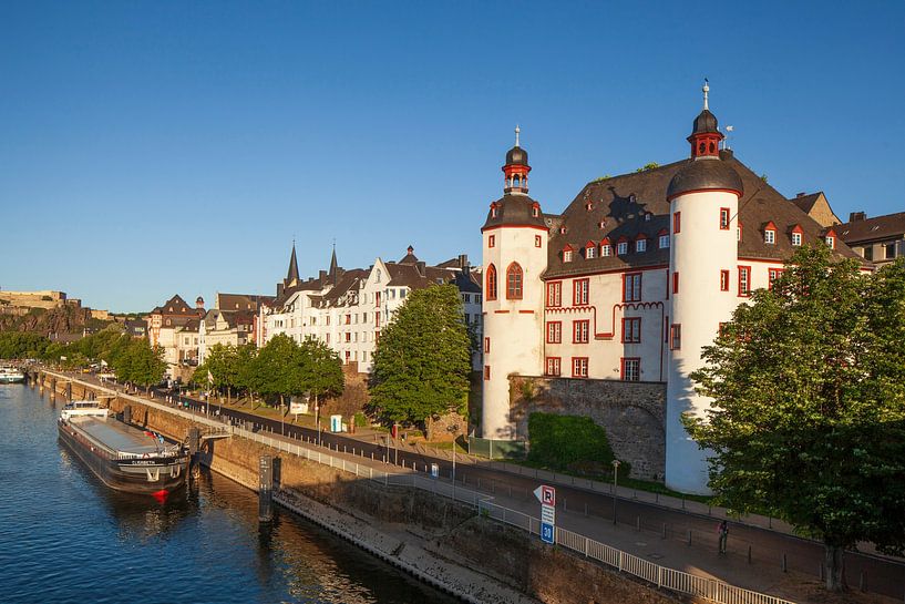 Peter Altmeier shore on the Moselle with old town in the evening light, Koblenz, Rhineland-Palatinat by Torsten Krüger