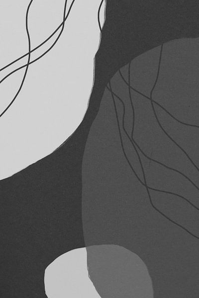 Moderne abstracte minimalistische vormen in zwart en wit I van Dina Dankers