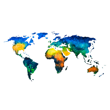 Kleurrijke Wereldkaart in Aquarel | Wandcirkel van WereldkaartenShop