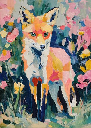 Vos in de tuin - Impressionistisch olieverfschilderij