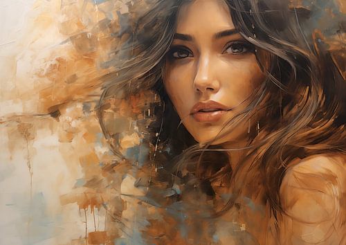 Abstract portret van een vrouw (Mixed Media 16)