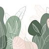 Modern tropisch patroon - illustratie bladeren groen roze van Studio Hinte