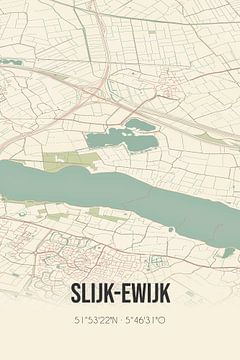 Vintage landkaart van Slijk-Ewijk (Gelderland) van MijnStadsPoster