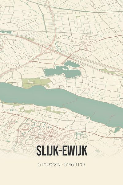 Vintage map of Slijk-Ewijk (Gelderland) by Prints of Place