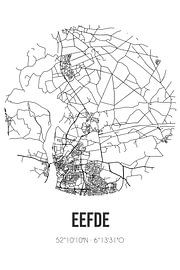 Eefde (Gelderland) | Karte | Schwarz und Weiß von Ortsdrucke