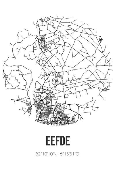 Eefde (Gelderland) | Map | Black and white by Prints of Place