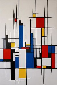 Abstraction dans le style de Piet Mondrian sur De Muurdecoratie
