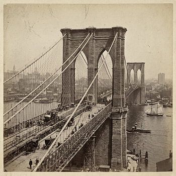 Vintage Brooklyn Bridge Historic Photo – Old New York City Architecture