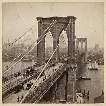 Vintage Brooklyn Bridge Historic Photo – Old New York City Architecture by haff.images